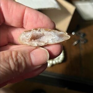 Small Natural Druzy Agate Geode Slice - Cream and Light Brown 1358